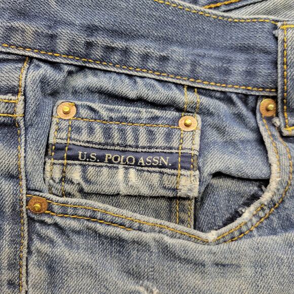 Vintage U.S. Polo Assn 32x32 Men’s Blue Jeans Light Distressed Denim Casual - Picture 8 of 10